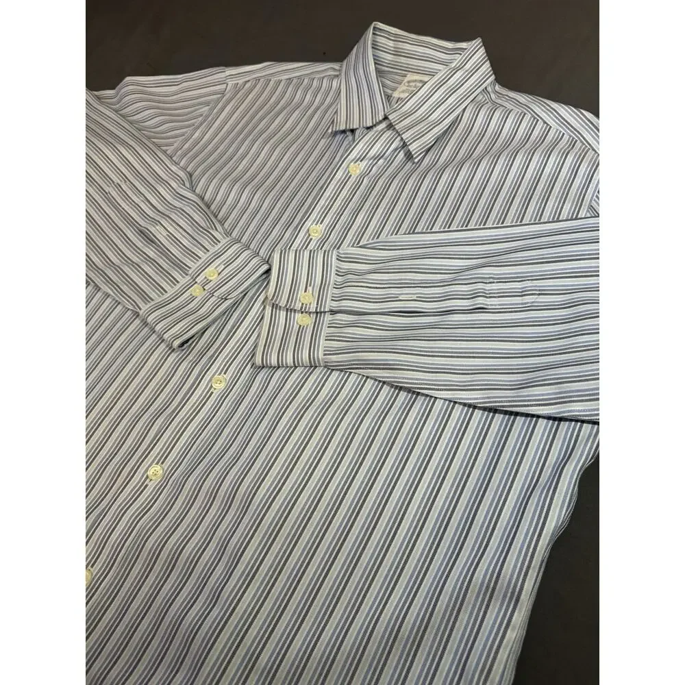 Brooks Brother Button Down Shirt‎ Blue Striped Men’s L Long Sleeve Shirt Supima